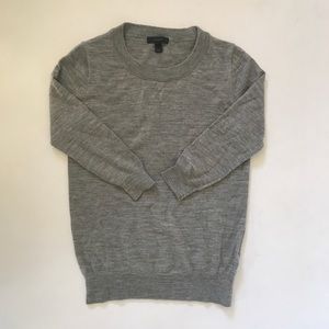 J CREW QUARTER SLEEVE SWEATER GREY XXS MERINO WOOL